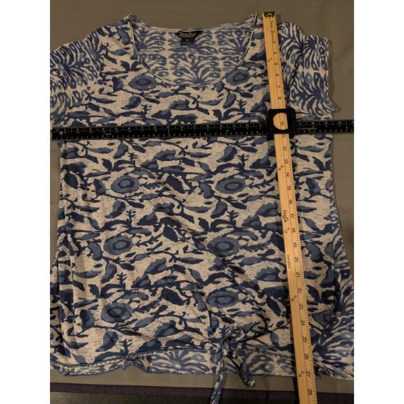 LUCKY BRAND Tunic Top Plus Size 1X Blue Floral Boho Lightweight Flowy Shirt Top - Picture 8 of 15